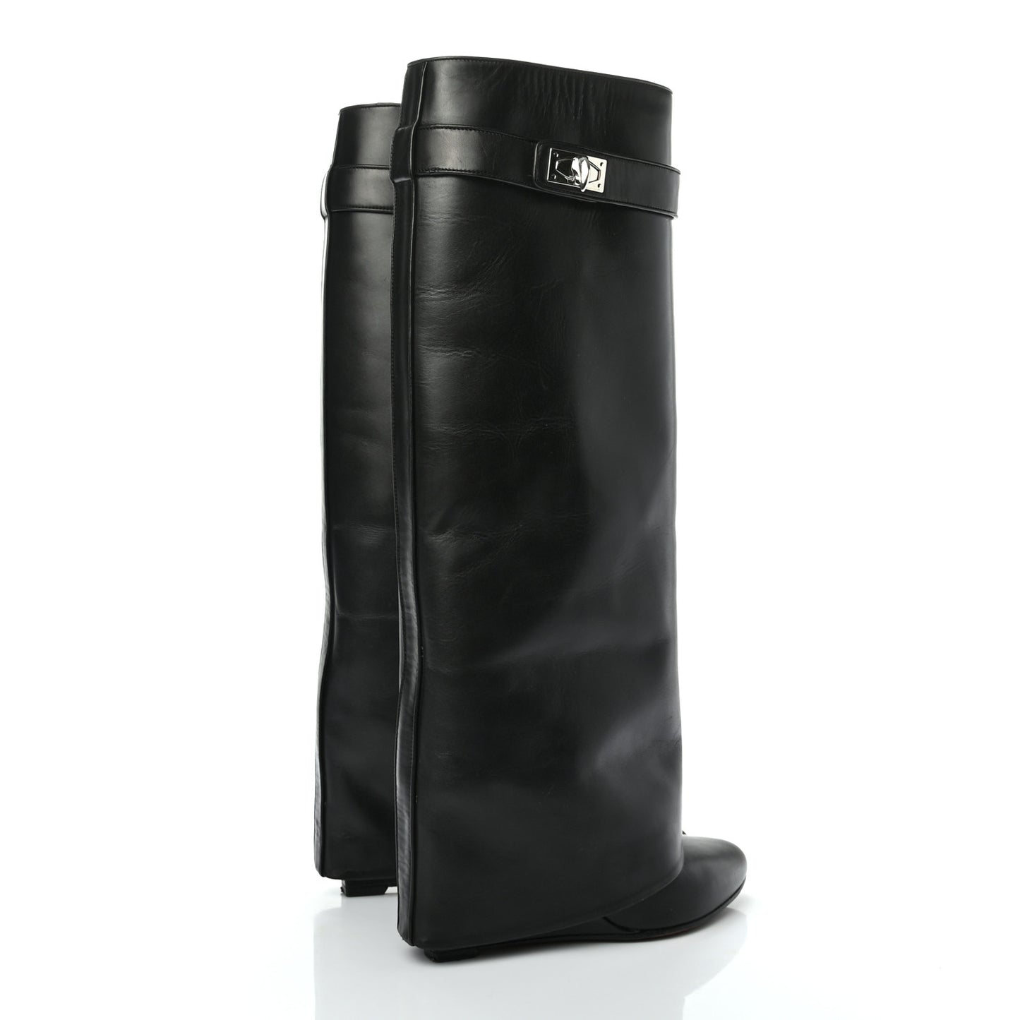 Calfskin Newton Over The Knee Boots 36.5 Black
