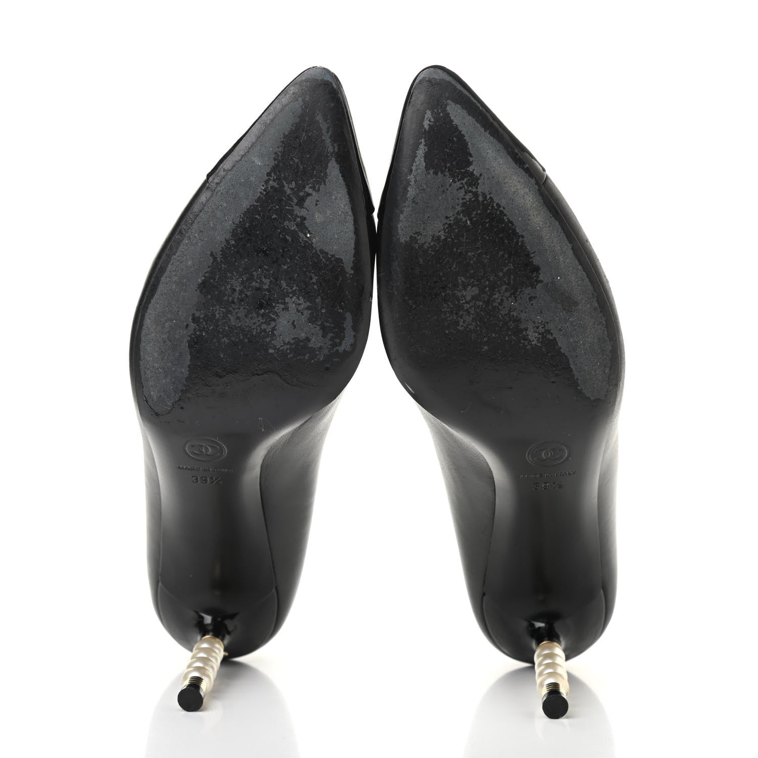 Chanel Patent Lambskin Cap Toe Pearl Pumps 39.5 Black 5 of 14