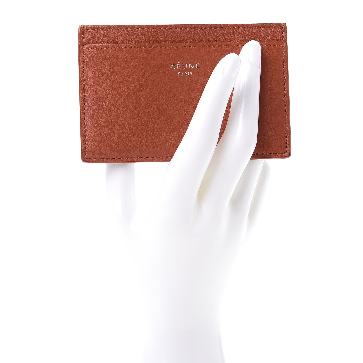 Celine Smooth Lambskin Bi-Color Solo Card Holder Terracotta Black 2 of 9