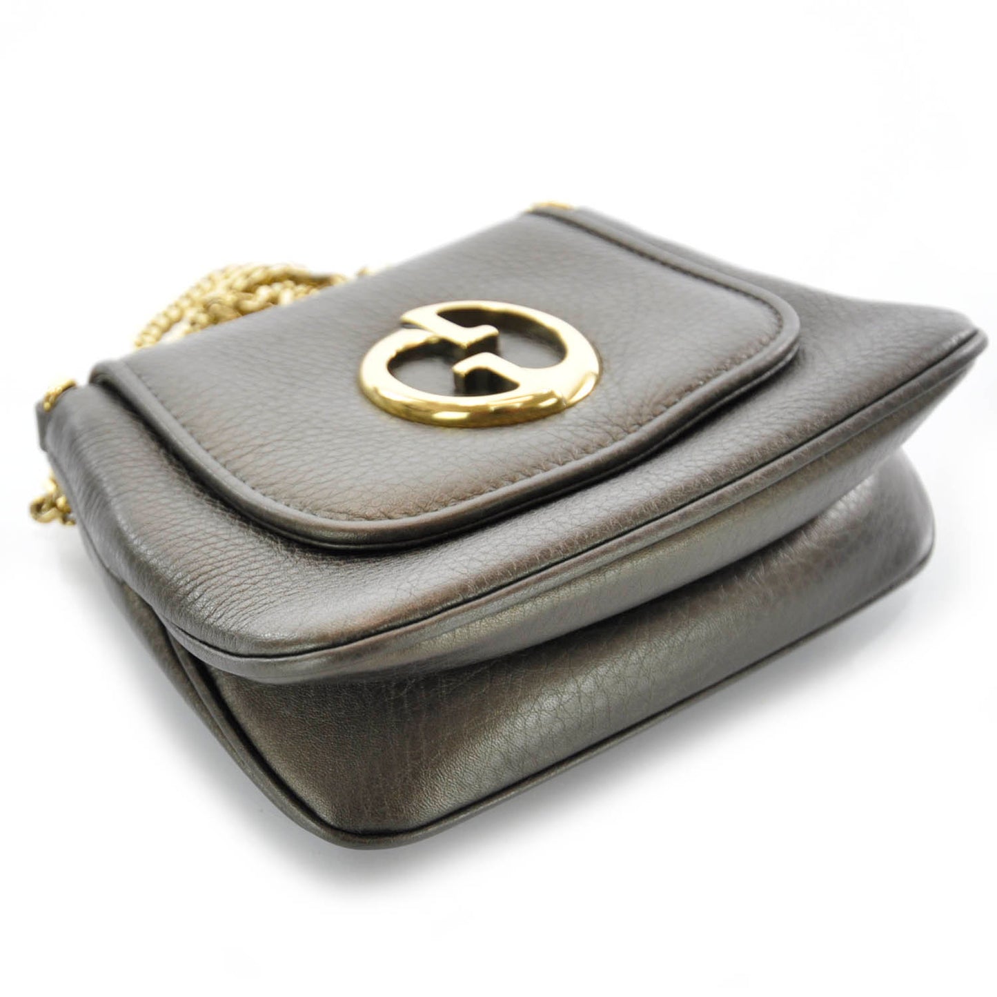 Metallic Pebbled Calfskin Small 1973 Chain Shoulder Bag Winter Leaf