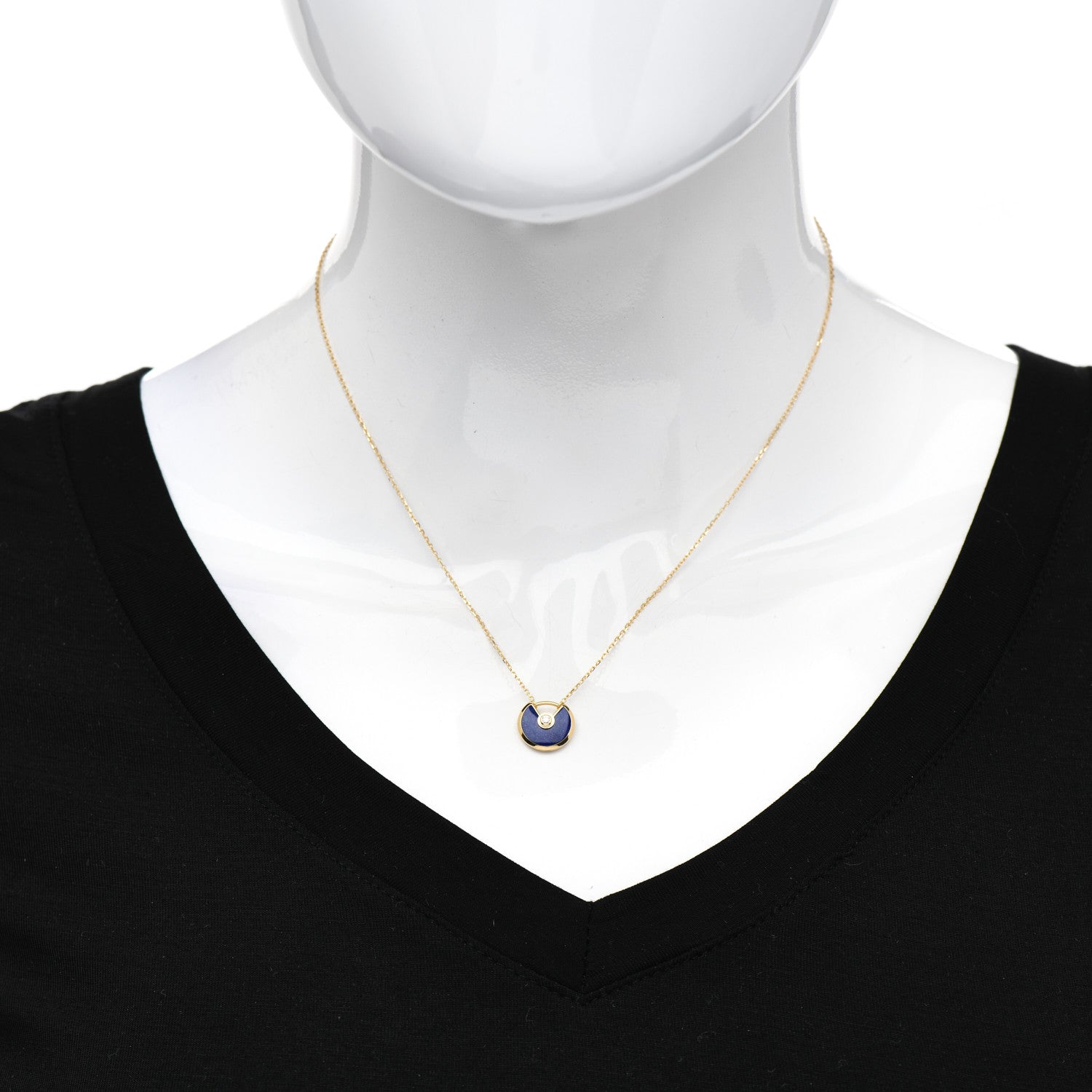 Cartier 18K Yellow Gold Diamond Lapis Lazuli XS Amulette de Cartier Pendant Necklace 2 of 5