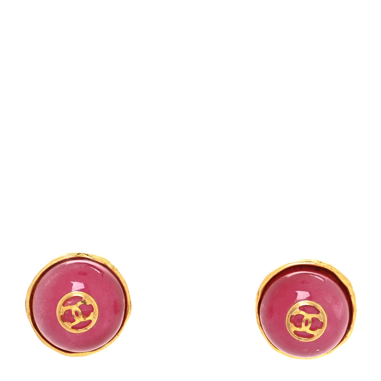 Gripoix CC Stud Earrings Pink Gold