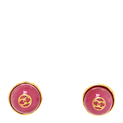 Chanel Gripoix CC Stud Earrings Pink Gold 1 of 5