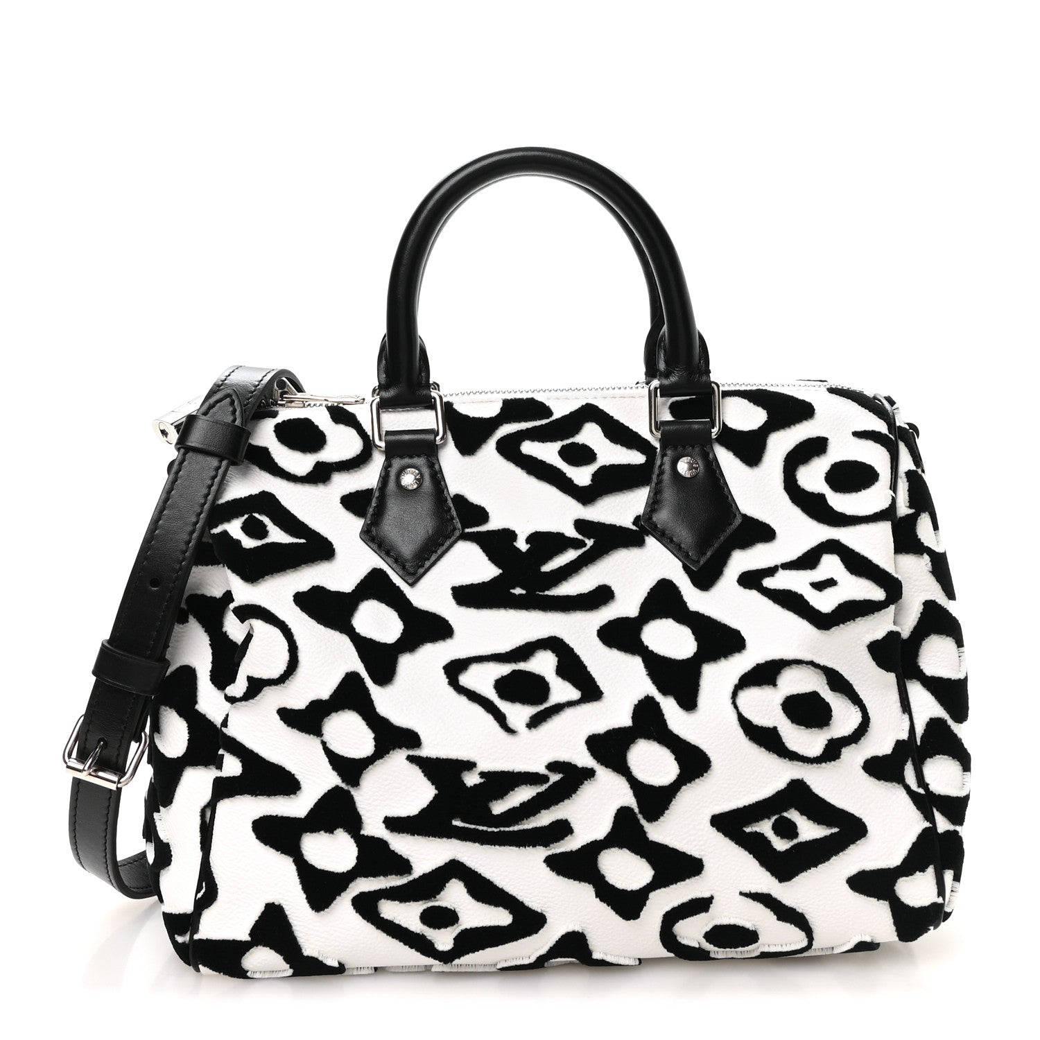 Louis Vuitton X UF Tufted Monogram Speedy Bandouliere 25 White Black 1 of 11
