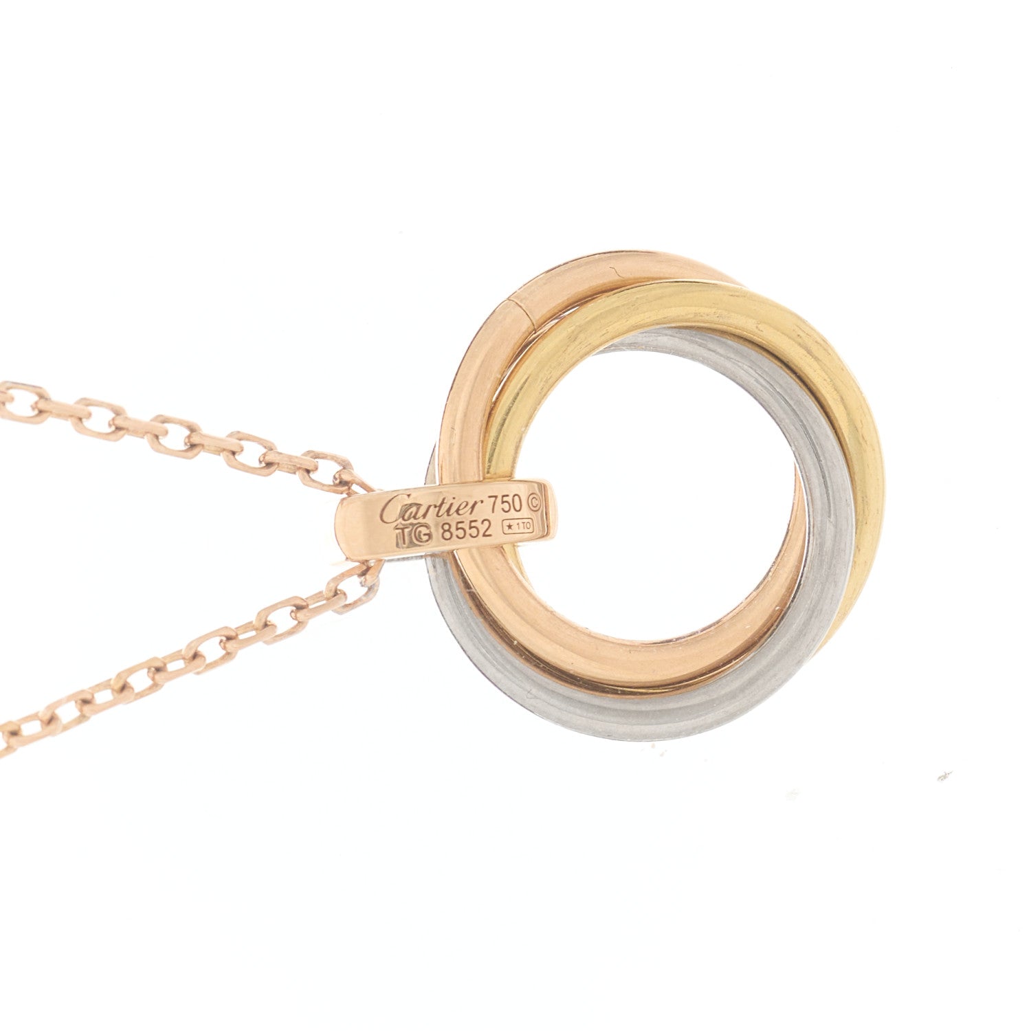 Cartier 18K Pink White Yellow Gold Diamond Trinity Pendant Necklace 6 of 7