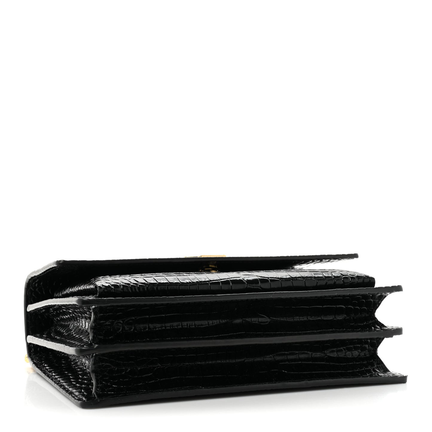 Calfskin Crocodile Embossed Medium Monogram Sunset Black