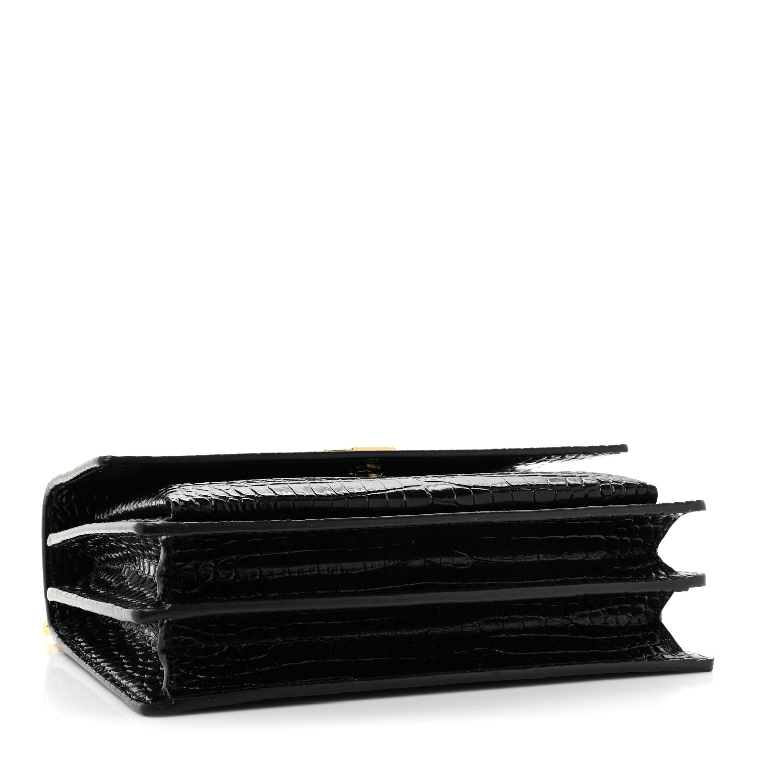 Saint Laurent Calfskin Crocodile Embossed Medium Monogram Sunset Black 4 of 14