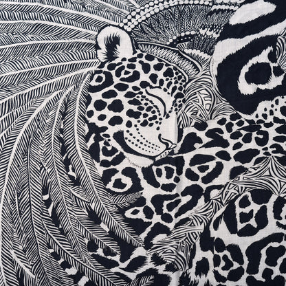 Hermes Cashmere Silk Jaguar Quetzal Shawl 140 Gris Chine Bleu Black Gris 2 of 7