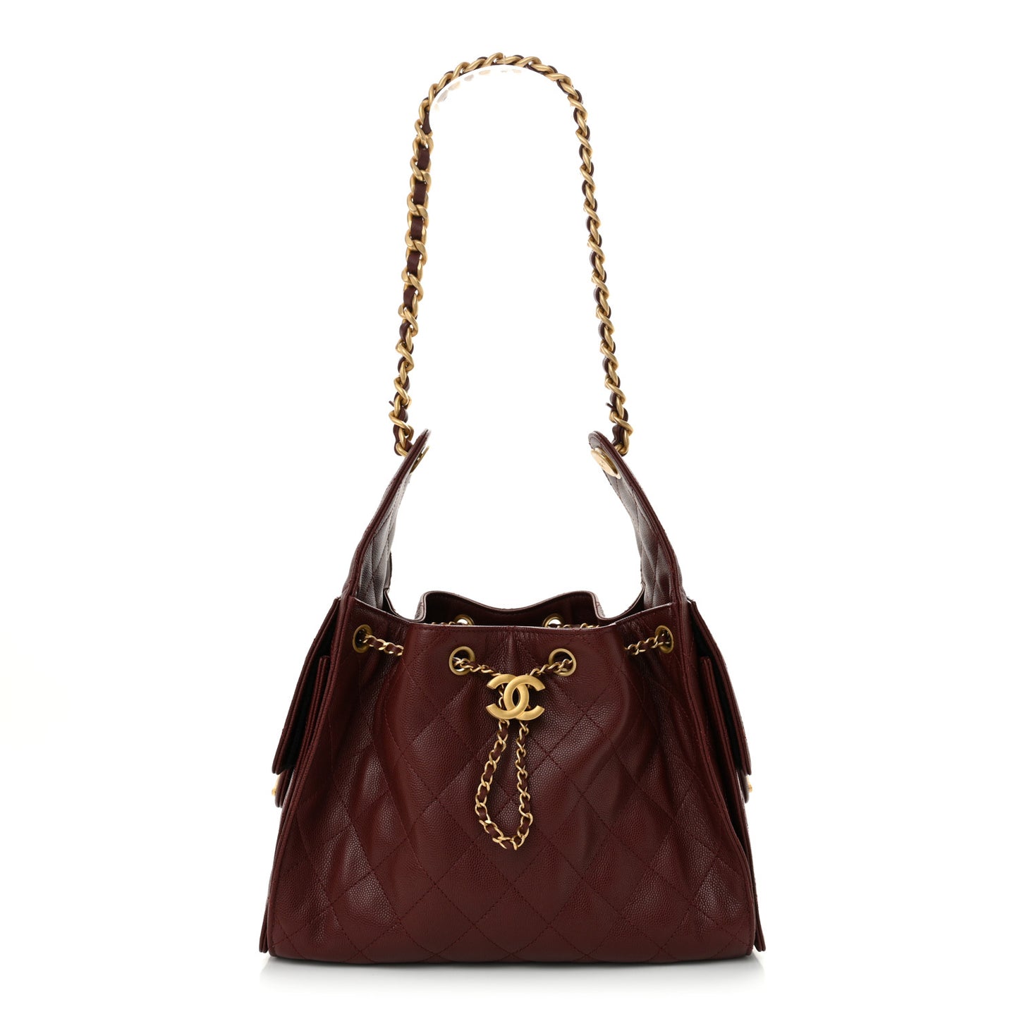 Caviar Quilted Small Chanel 25 Handbag Burgundy