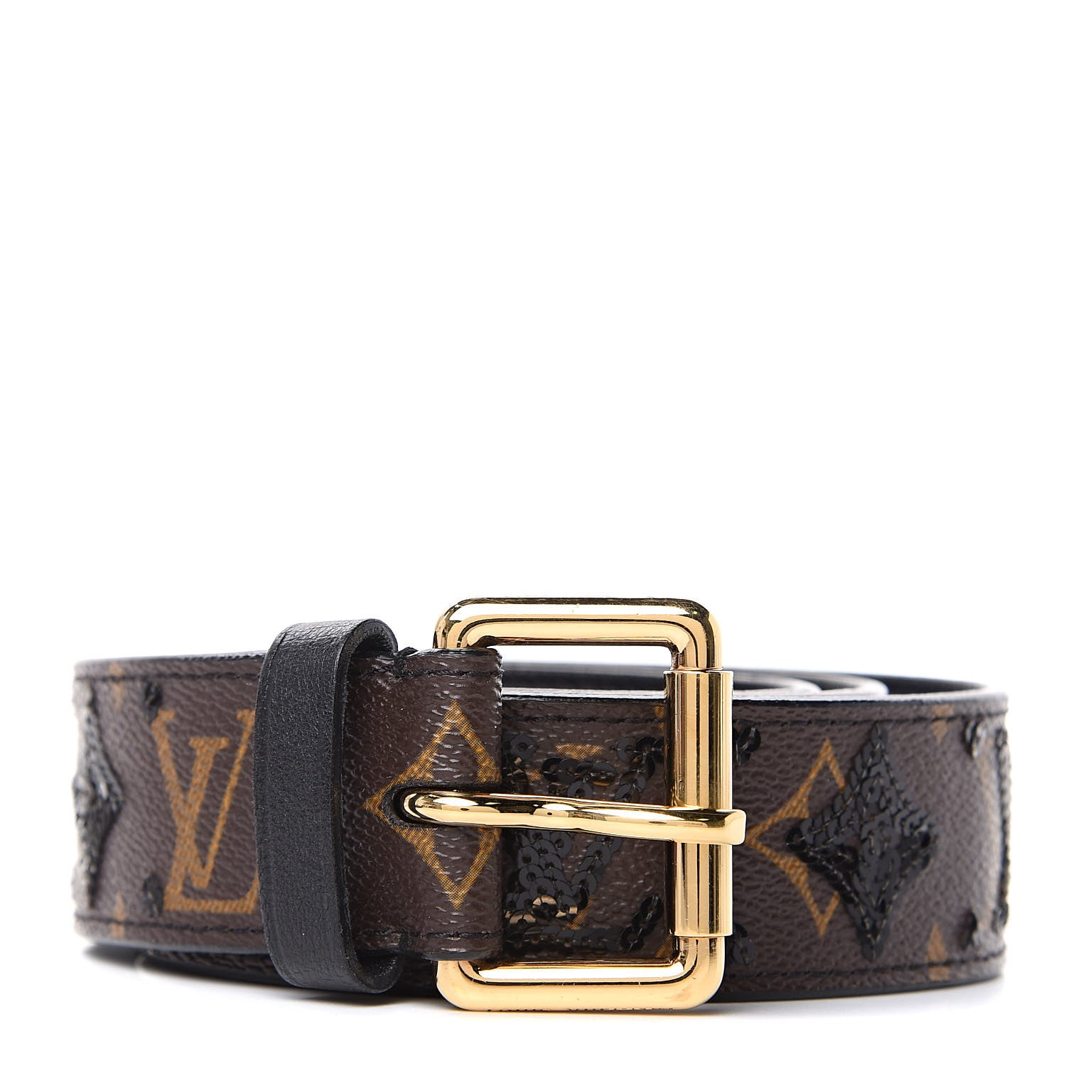 Louis Vuitton Monogram Sequins Eclipse Belt 80 32 Black 1 of 7