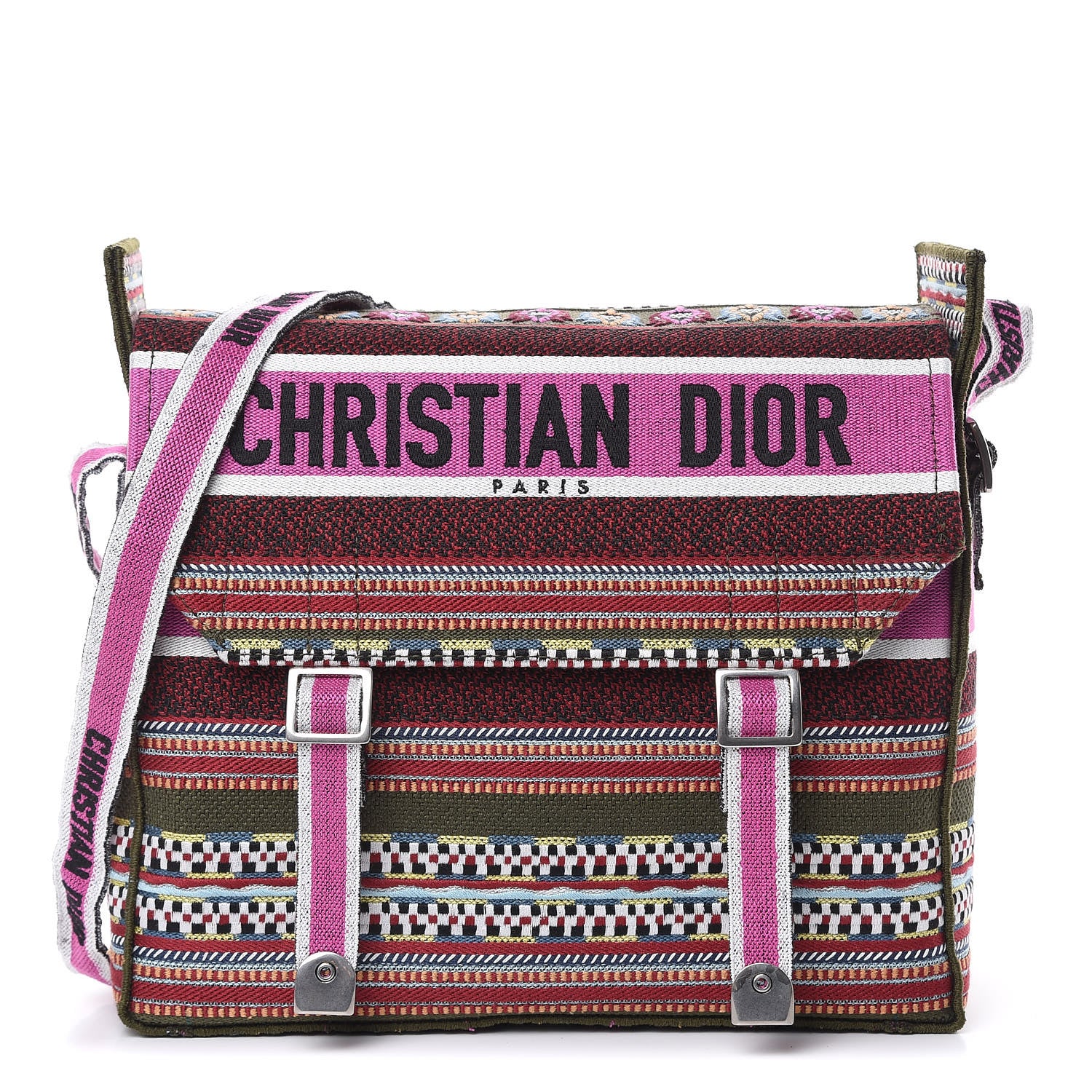 Christian Dior Canvas Embroidered Diorcamp Messenger Vert Multicolor 1 of 8