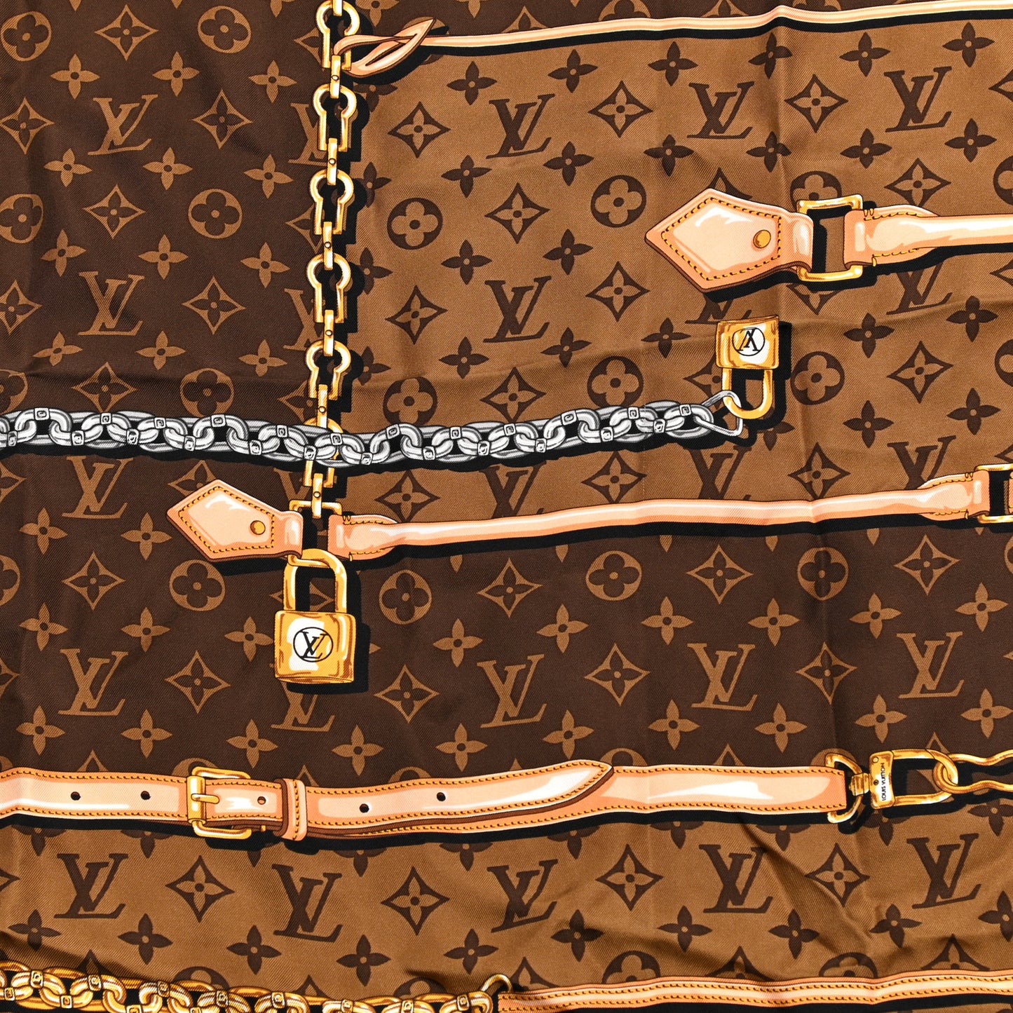 Silk Monogram Confidential Square Scarf Brown