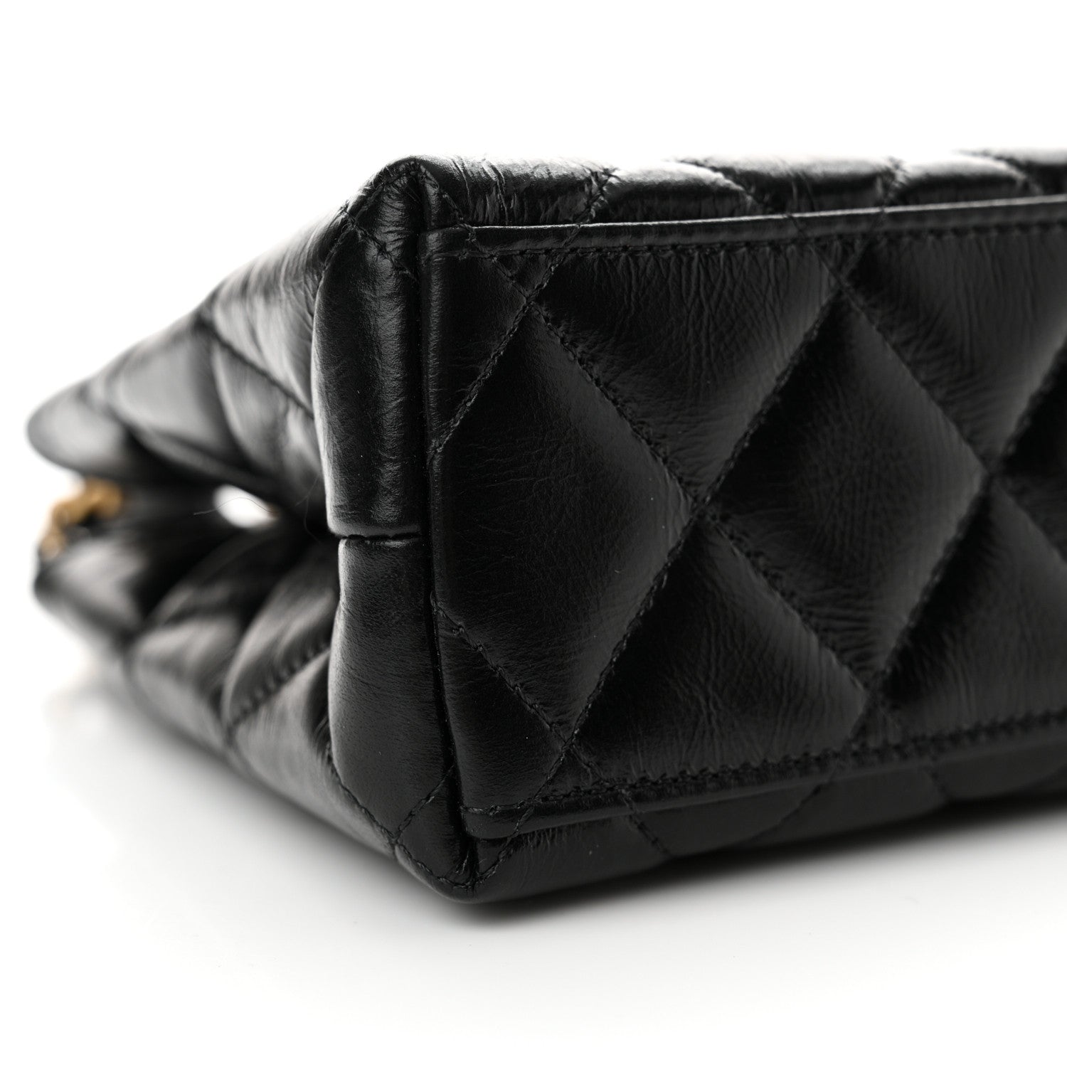 Chanel Shiny Aged Calfskin Quilted Nano Kelly Shopper Black 9 of 10