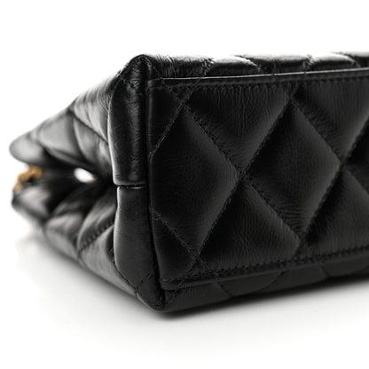 Chanel Shiny Aged Calfskin Quilted Nano Kelly Shopper Black 9 of 10