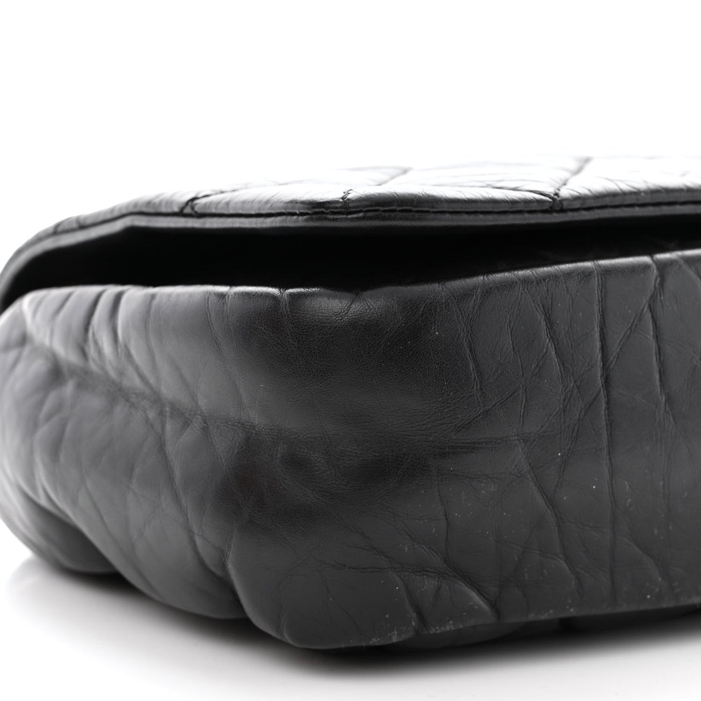 Aged Calfskin Quilted Medium Pondichery Flap Black