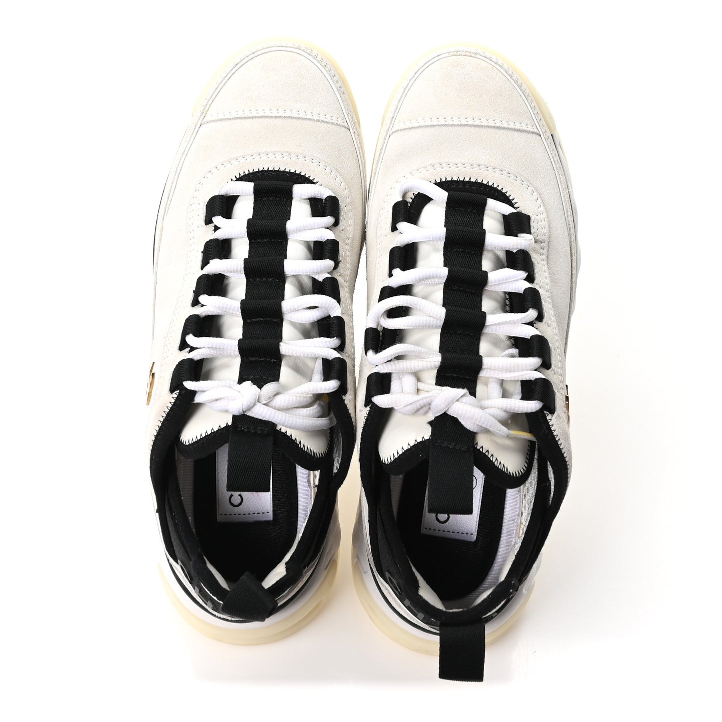 Suede Calfskin Nylon Grosgrain CC Sneakers 37 White