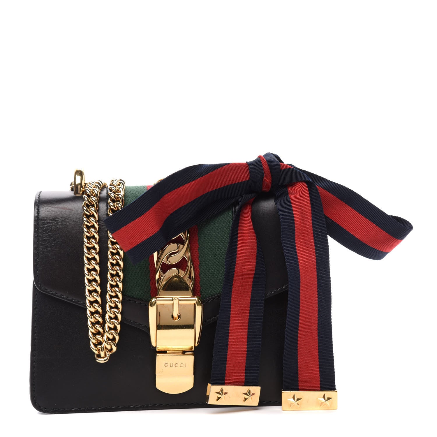 Gucci Calfskin Mini Sylvie Chain Shoulder Bag Black 1 of 14