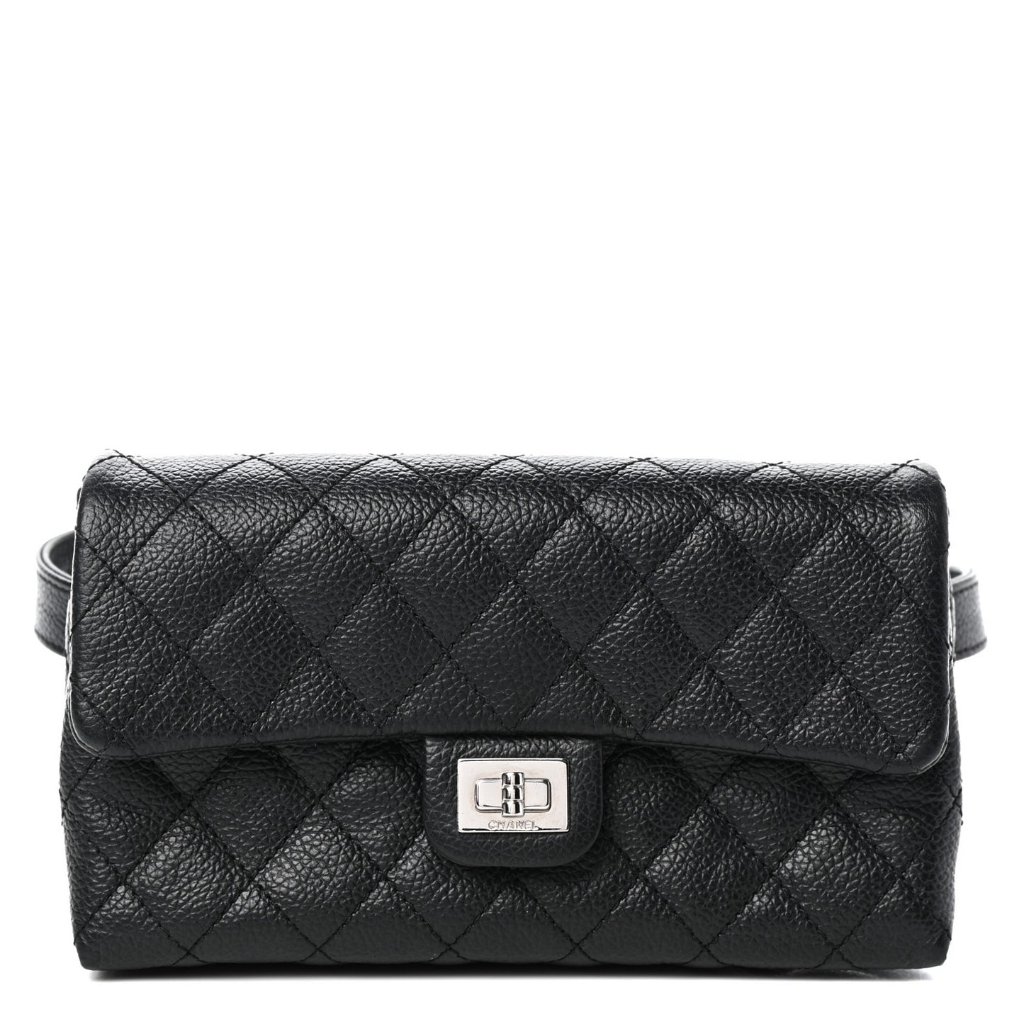 Grained Calfskin Quilted 2.55 Reissue Flap Belt Bag Clutch Black