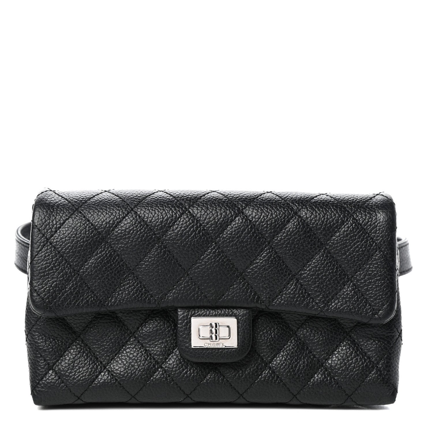 Chanel Grained Calfskin Quilted 2.55 Reissue Flap Belt Bag Clutch Black 1 of 10