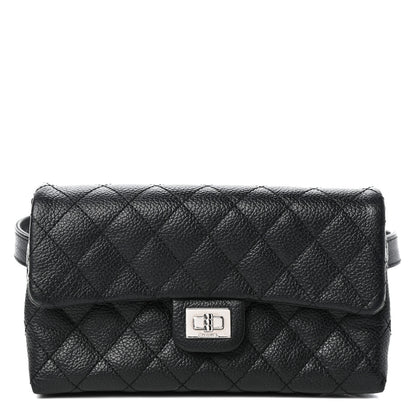 Chanel Grained Calfskin Quilted 2.55 Reissue Flap Belt Bag Clutch Black 1 of 10