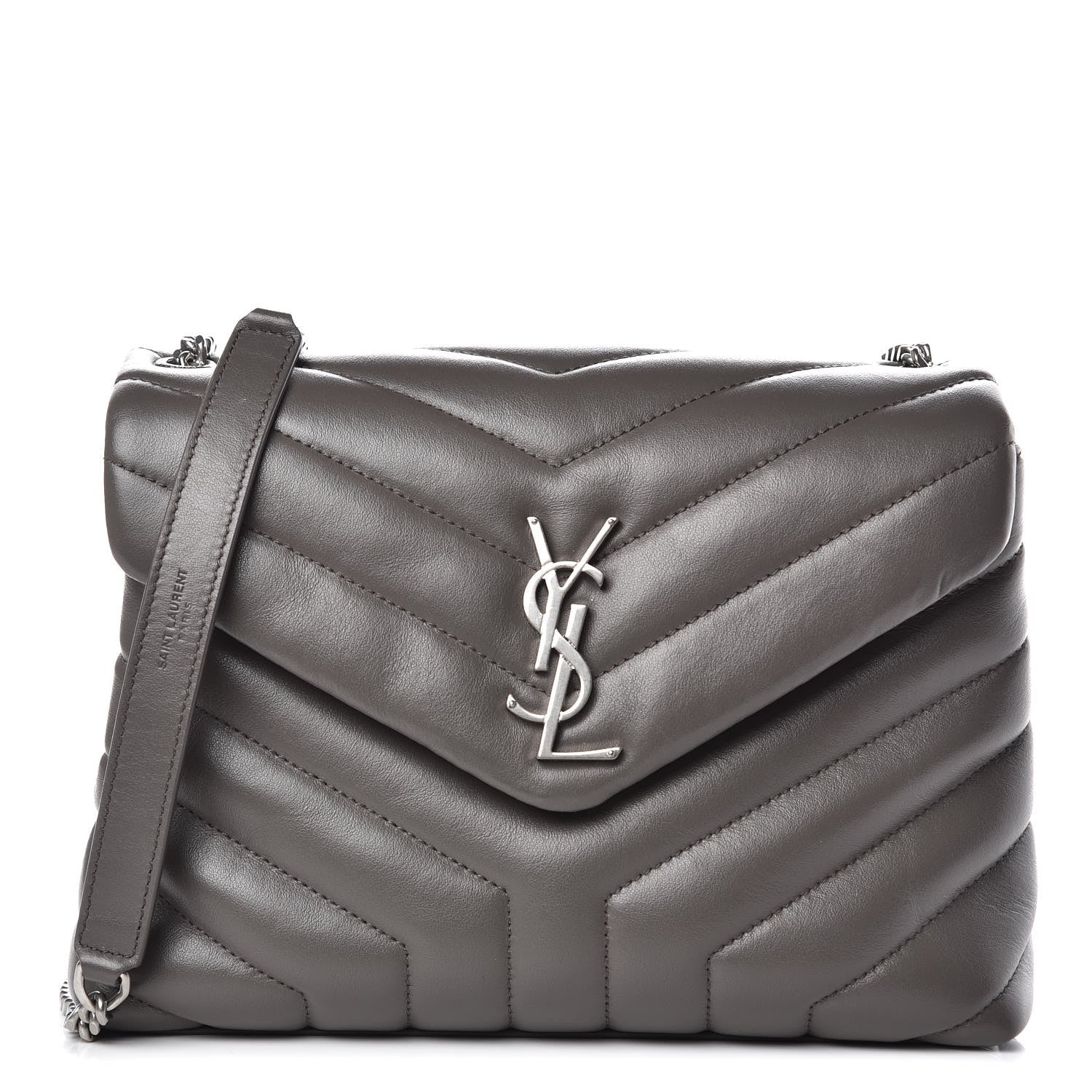 Saint Laurent Calfskin Y Quilted Monogram Small Loulou Chain Satchel Earth 1 of 10