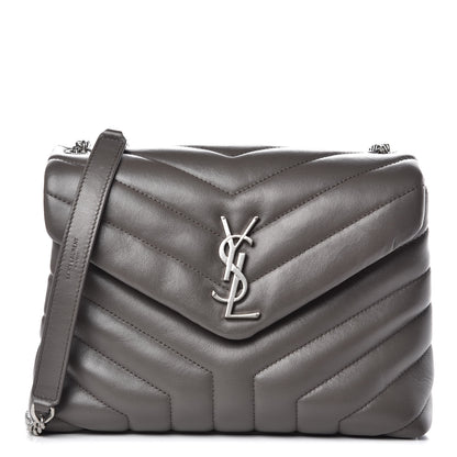 Saint Laurent Calfskin Y Quilted Monogram Small Loulou Chain Satchel Earth 1 of 10