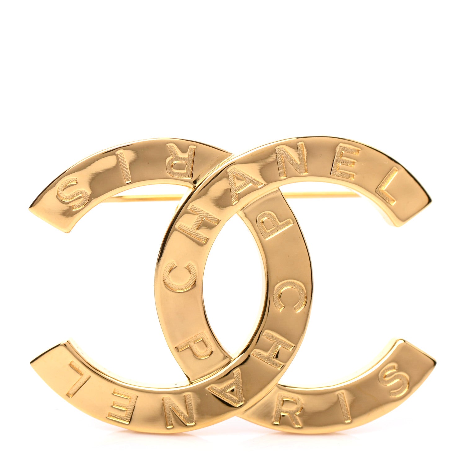 Chanel Metal Paris Button CC Large Brooch Gold 1 of 4