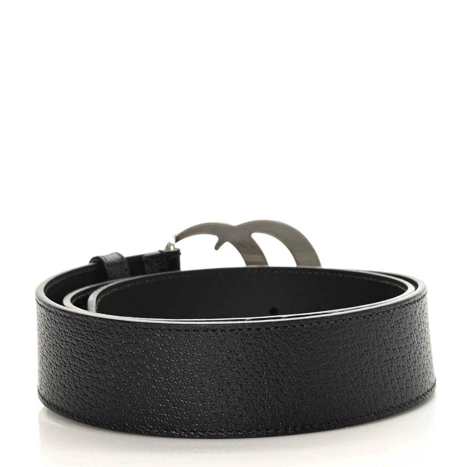 Gucci Textured Dollar Calfskin Nickel Double G 40mm Belt 85 34 Black 3 of 8