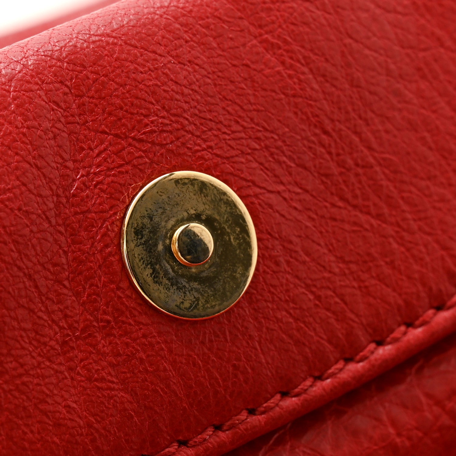 Balenciaga Agneau Giant 12 Gold Hardware Envelope Strap Clutch Rouge Lipstick 14 of 14