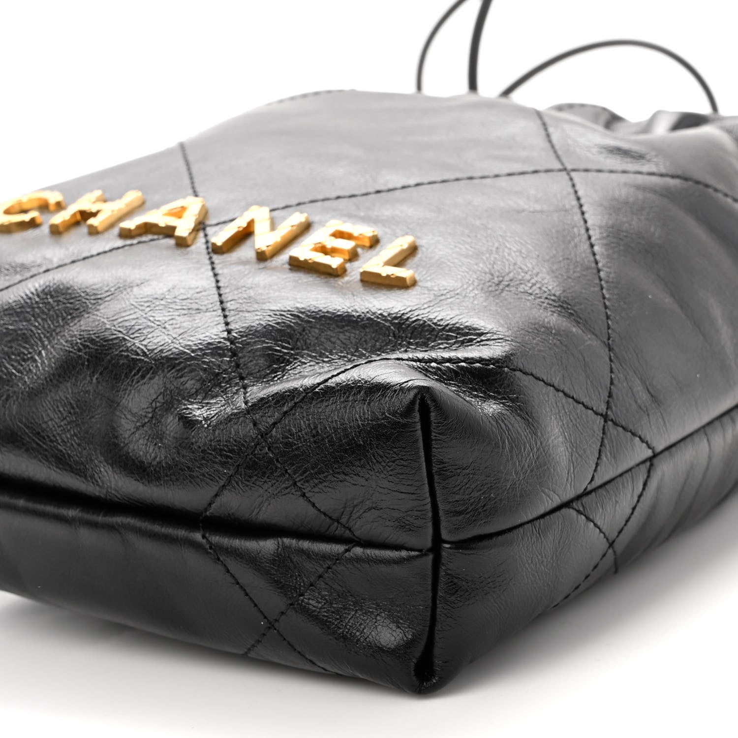 Chanel Shiny Crumpled Calfskin Quilted Pearl Mini Chanel 22 Black 5 of 9