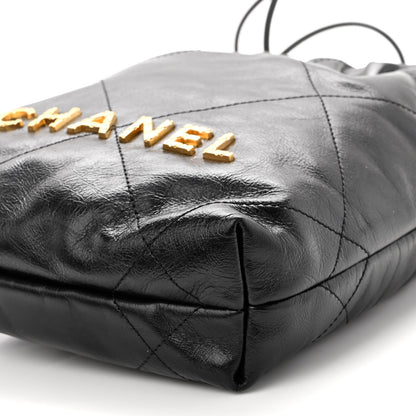 Chanel Shiny Crumpled Calfskin Quilted Pearl Mini Chanel 22 Black 5 of 9