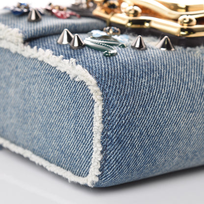 Dolce & Gabbana Crystal Embellished Denim Mini Lucia Satchel Blue 8 of 16