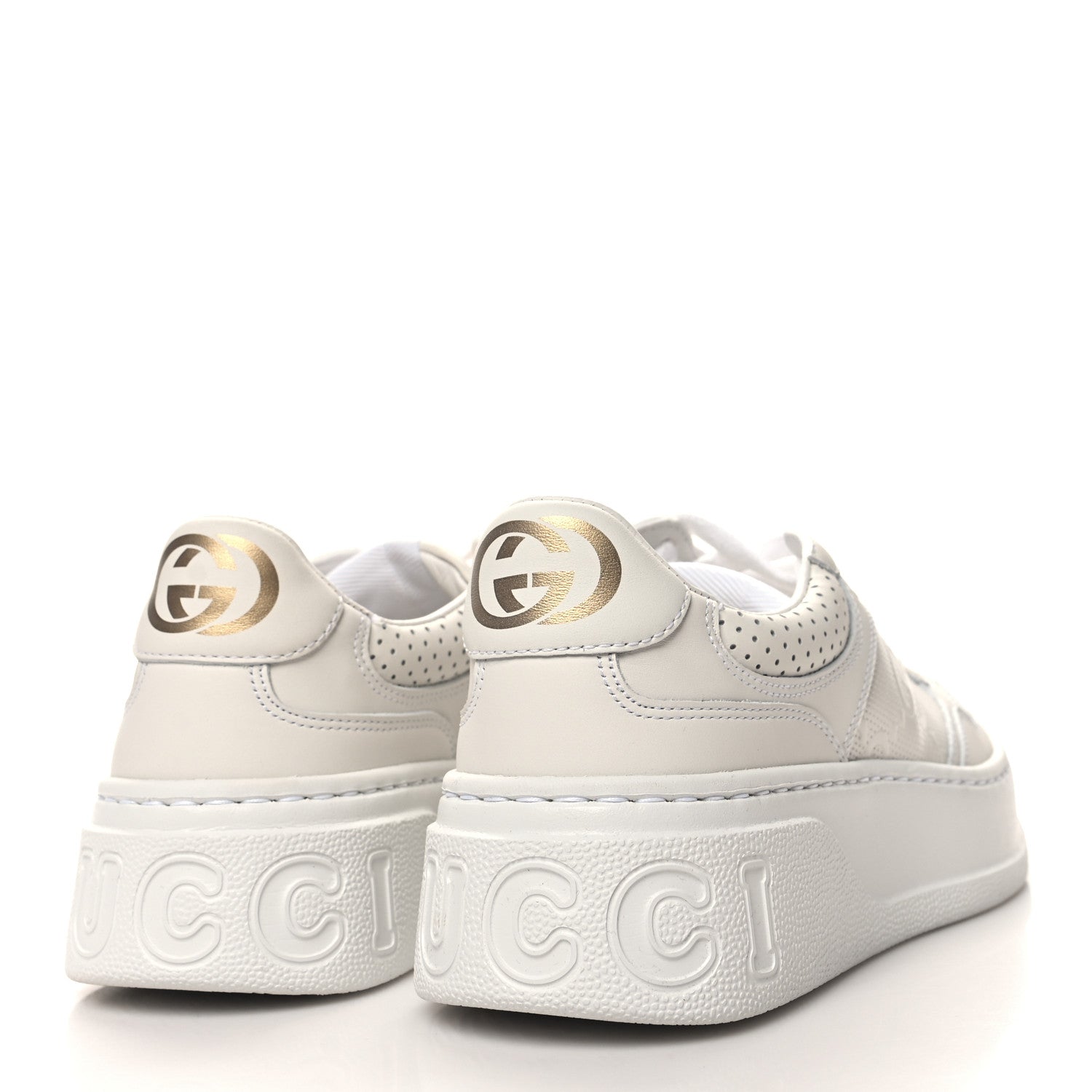 Gucci Calfskin GG Tennis Embossed Perforated Womens Platform 55mm Sneakers 36.5 Great White 4 of 7
