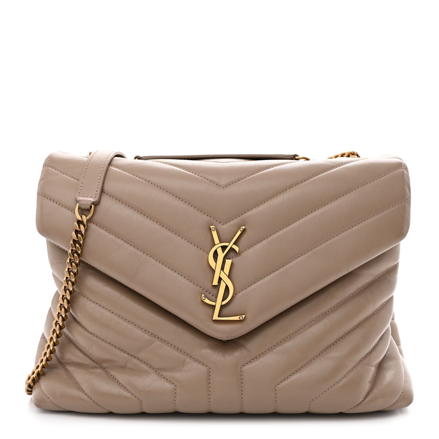 Saint Laurent Calfskin Y Quilted Monogram Medium Loulou Chain Satchel Dusty Grey 1 of 10