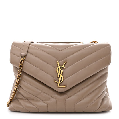 Saint Laurent Calfskin Y Quilted Monogram Medium Loulou Chain Satchel Dusty Grey 1 of 10