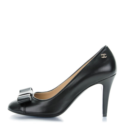 Chanel Lambskin Bow Pumps 36.5 Black 1 of 8