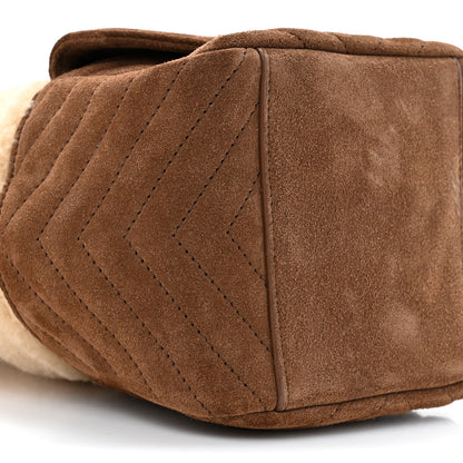 Saint Laurent Shearling Suede Monogram Joe Nano Bucket Bag Dark Cigar Natural Beige 10 of 10