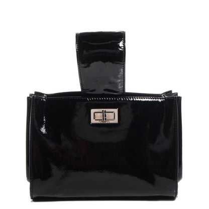 Chanel Patent Mademoiselle Lock Convertible Wrist Clutch Bag Black 1 of 8