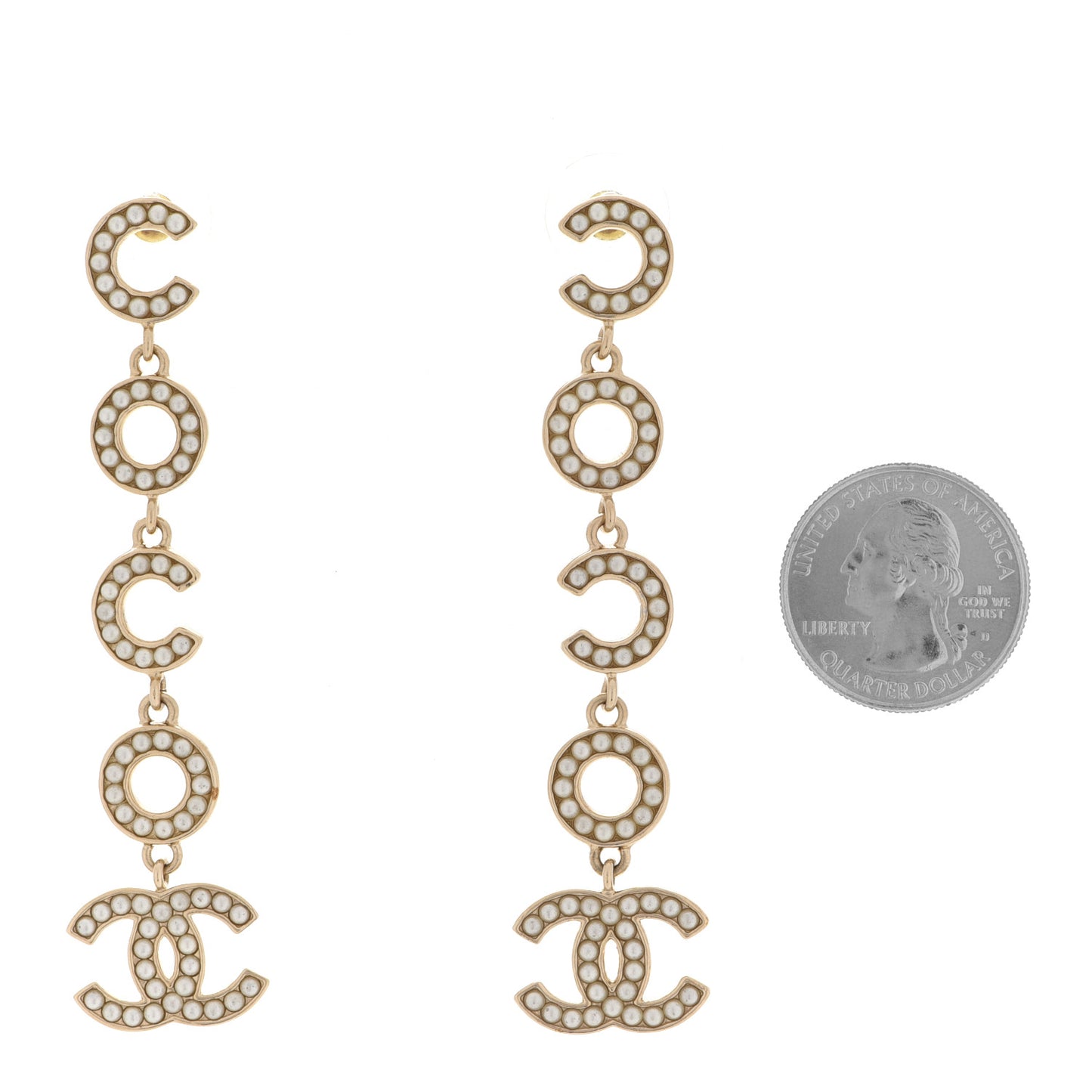 Pearl Coco Drop Earrings Gold