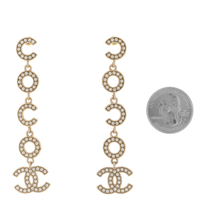 Chanel Pearl Coco Drop Earrings Gold 2 of 5