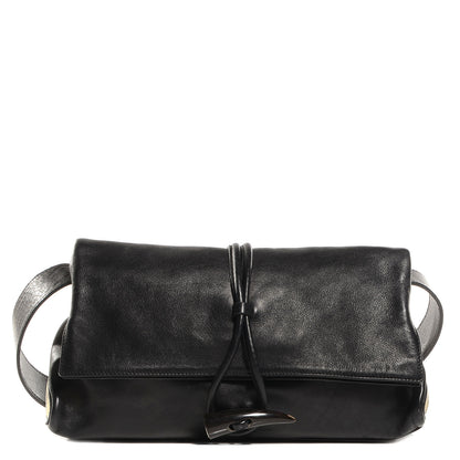 Burberry Leather Haymarket Check Horn Toggle Shoulder Bag Black 1 of 9