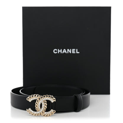 Chanel Calfskin Crystal CC Chain Belt 95 38 Black 6 of 6