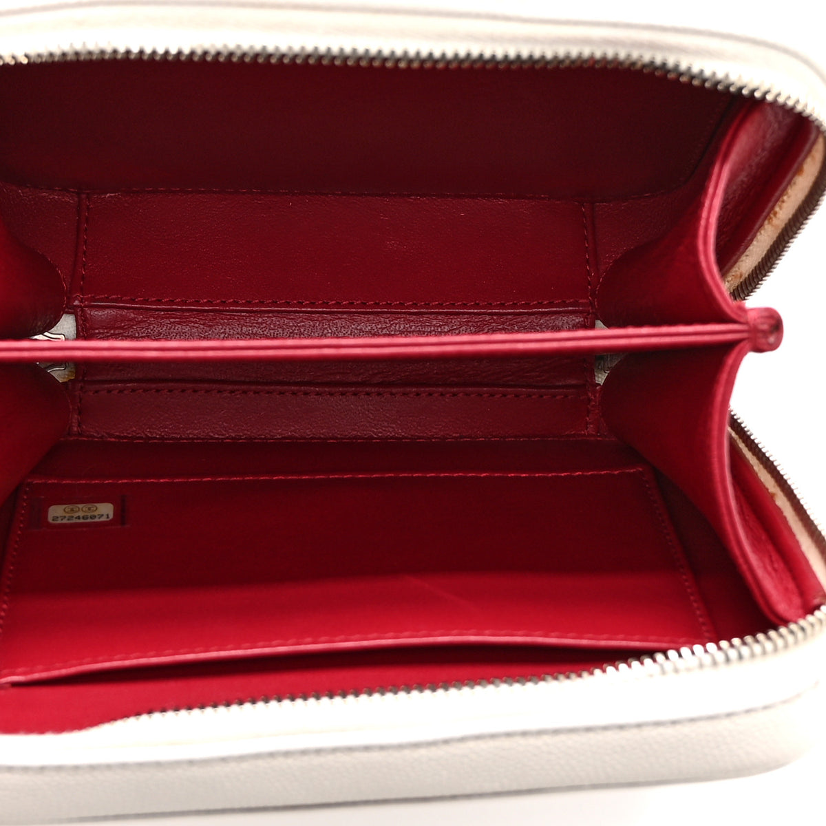 Chanel Caviar Quilted Striped Small CC Filigree Vanity Case White Black 5 of 10