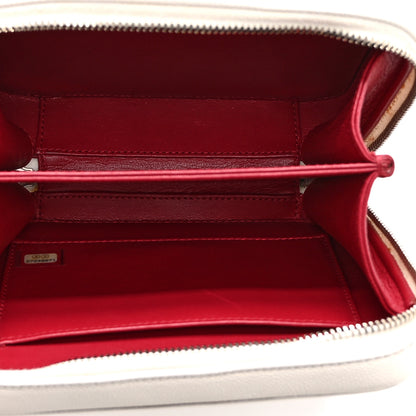 Chanel Caviar Quilted Striped Small CC Filigree Vanity Case White Black 5 of 10
