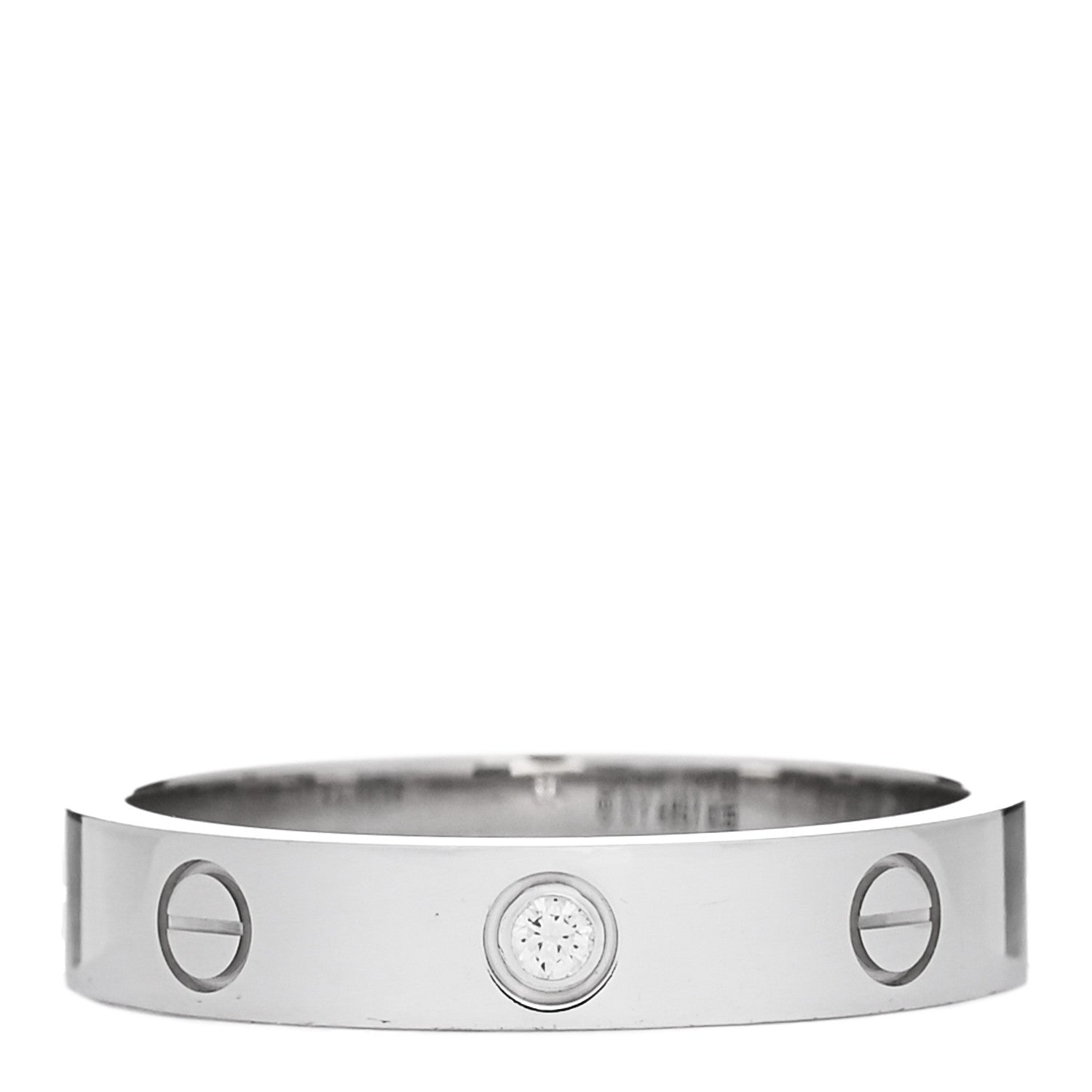 Cartier 18K White Gold Diamond 4mm LOVE Wedding Band Ring 58 8.25 1 of 4