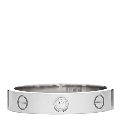 Cartier 18K White Gold Diamond 4mm LOVE Wedding Band Ring 58 8.25 1 of 4