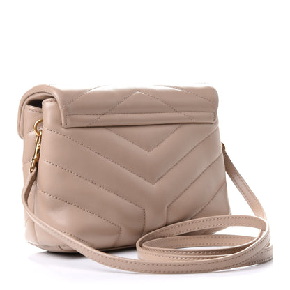 Saint Laurent Calfskin Y Quilted Monogram Toy Loulou Crossbody Bag Dark Beige 4 of 12