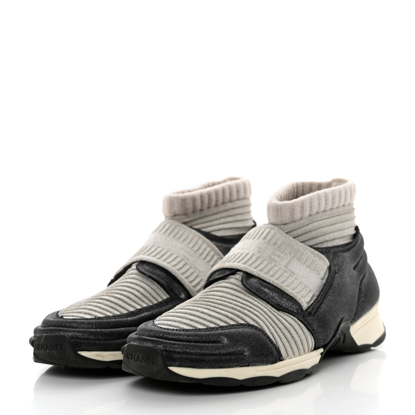 Glitter Stretch Fabric CC Sneakers 39 Grey Black