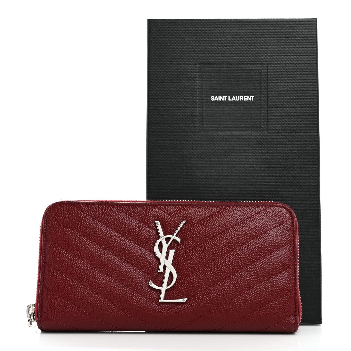 Grain De Poudre Matelasse Chevron Monogram Zip Around Wallet Palissandre