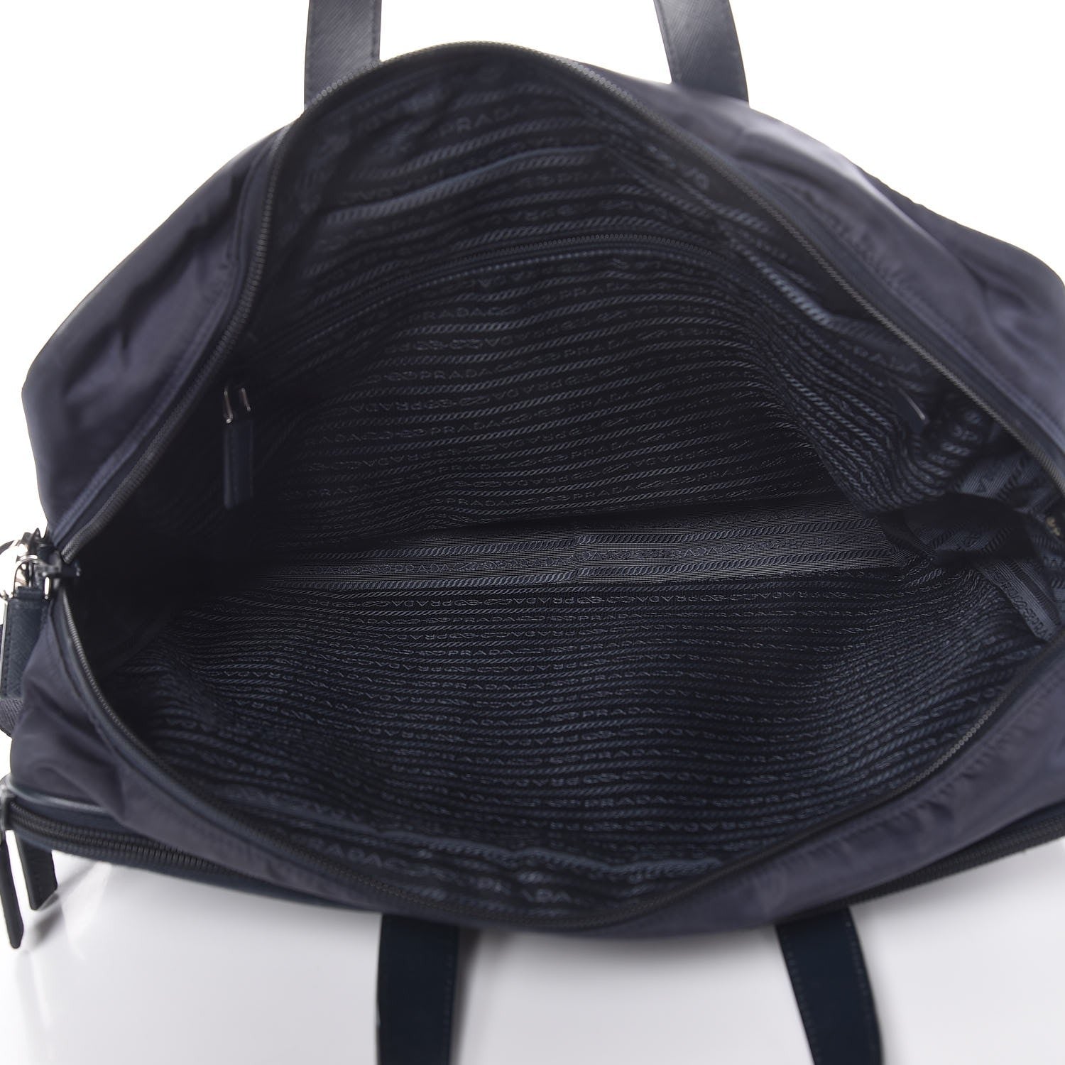 Prada Tessuto Nylon Saffiano Travel Briefcase Blue 5 of 12